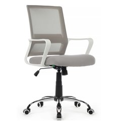 Офисное кресло Riva Chair Mint 1029MW серый, сетка/ткань, белый пластик, хром фото 1