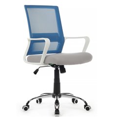 Кресло для оператора Riva Chair Mint 1029MW синий/серый, сетка/ткань, белый пластик, хром фото 1