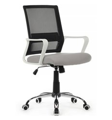 Офисное кресло Riva Chair Mint 1029MW черный/серый, сетка/ткань, белый пластик, хром фото 1