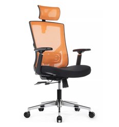 Ортопедическое кресло руководителя Riva Chair Step A2320 оранжевый/черный, сетка/ткань, хром фото 1