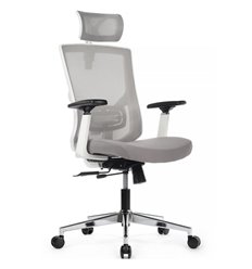 Офисное кресло Riva Chair Step AW2320 серый, сетка/ткань, хром, белый пластик фото 1