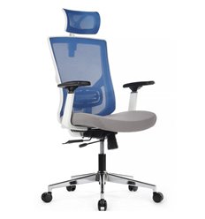 Кресло для оператора Riva Chair Step AW2320 синий/серый, сетка/ткань, хром, белый пластик фото 1