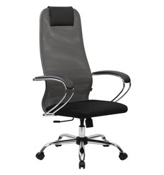 Кресло для руководителя BRABIX Premium Ultimate EX-800 хром, плотная двойная сетка Х2, черное/серое фото 1