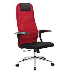Кресло для руководителя BRABIX Premium Ultimate EX-801 хром, плотная двойная сетка Х2, черное/красное фото 1