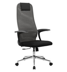 Кресло для оператора BRABIX Premium Ultimate EX-801 хром, плотная двойная сетка Х2, черное/серое фото 1