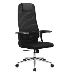 Кресло для руководителя BRABIX Premium Ultimate EX-801 хром, плотная двойная сетка Х2, черное фото 1