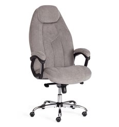Офисное кресло TETCHAIR BOSS Люкс хром, флок, серый фото 1