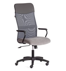 Кресло для руководителя TETCHAIR PRACTIC (мп) флок/экокожа/сетка, серый/металлик фото 1