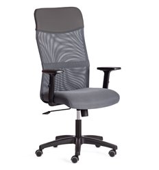 Офисное кресло TETCHAIR PRACTIC PLT флок/экокожа/сетка, серый/металлик фото 1