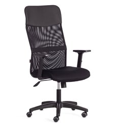 Кресло для руководителя TETCHAIR PRACTIC PLT флок/экокожа/сетка, черный фото 1