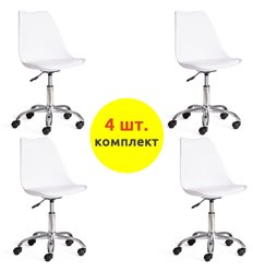 Офисное кресло TETCHAIR TULIP (mod.106-1) компл. 4 шт., пластик/экокожа, белый фото 1