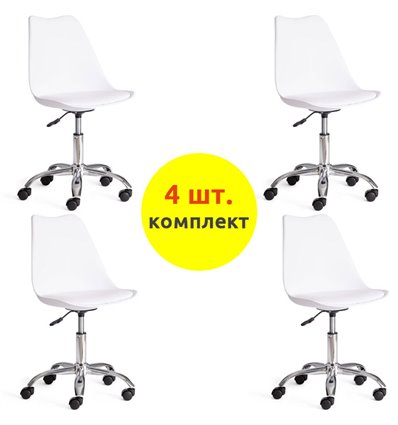 TETCHAIR TULIP (mod.106-1) компл. 4 шт., пластик/экокожа, белый