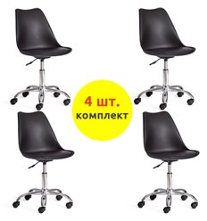 Офисное кресло TETCHAIR TULIP (mod.106-1) компл. 4 шт., пластик/экокожа, черный фото 1