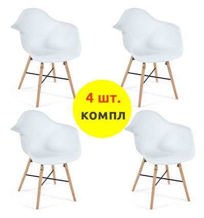 TETCHAIR CINDY (EAMES) (mod. 919) компл. 4 шт.,  пластик белый, ножки бук