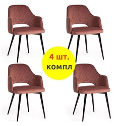 TETCHAIR VALKYRIA (mod. 711) компл. 4 шт., ткань, коралловый barkhat 15, ножки черные фото 1