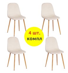 Стул TETCHAIR BREEZE (mod. 4724) компл. 4 шт., вельвет светло-бежевый HLR1, ножки натуральный фото 1