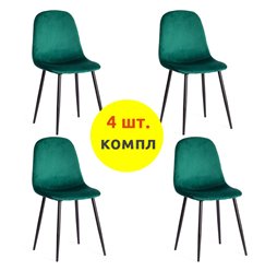 Стул TETCHAIR BREEZE (mod. 4724) компл. 4 шт., вельвет изумрудный HLR56, ножки черные фото 1