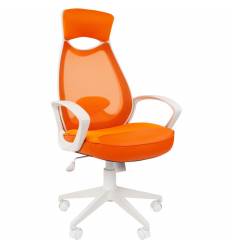 Кресло CHAIRMAN 840 White/Orange для руководителя, белый платик, цвет оранжевый