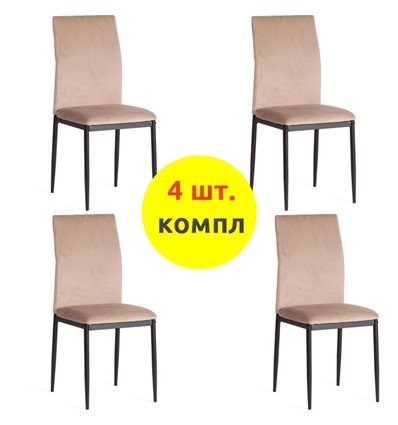 TETCHAIR CAPRI (mod. 39) компл. 4 шт., вельвет бежевый HLR8, ножки черные