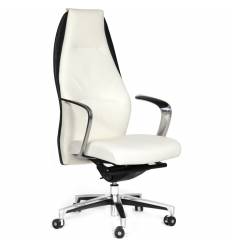 Кресло CHAIRMAN Basic/White для руководителя, кожа бело-черная