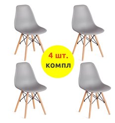 TETCHAIR CINDY (EAMES) (mod. 1801) компл. 4 шт., пластик светло-серый, ножки бук фото 1