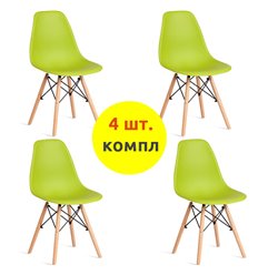 Стул TETCHAIR CINDY (EAMES) (mod. 1801) компл. 4 шт., пластик оливковый, ножки бук фото 1