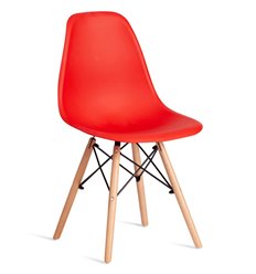 TETCHAIR CINDY (EAMES) (mod. 1801) пластик красный, ножки бук фото 1