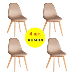 Стул TETCHAIR CINDY SOFT (mod. C1021F1-1) компл. 4 шт., велюр коричневый HLR12, ножки дерево натуральный фото 1