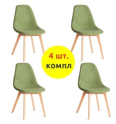 Стул TETCHAIR CINDY SOFT (mod. C1021F1-1) компл. 4 шт., фактурный велюр зеленый LY1701-7, ножки дерево натуральный фото 1