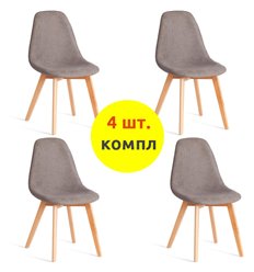 TETCHAIR CINDY SOFT (mod. C1021F1-1) компл. 4 шт., фактурный велюр серый LY1701-26, ножки дерево натуральный