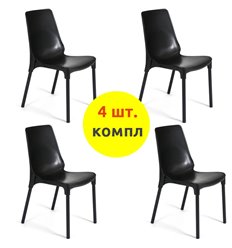 Офисный стул TETCHAIR GENIUS (mod 75) компл. 4 шт., пластик черный, ножки черные фото 1