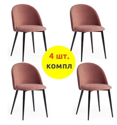 TETCHAIR MONRO (mod. 710) компл. 4 шт., ткань коралловый barkhat 15, ножки черные