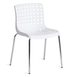 Офисный стул TETCHAIR SKALBERG (mod. C-084-A) пластик белый, ножки хром фото 1
