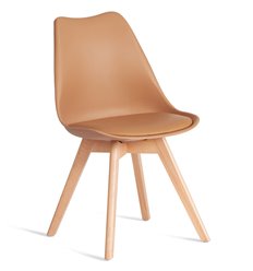 TETCHAIR TULIP (mod. 73-1) пластик/экокожа, бежевый (Latte), ножки дерево фото 1