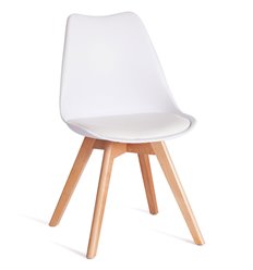 Офисный стул TETCHAIR TULIP (mod. 73-1) пластик/экокожа, белый (White), ножки дерево фото 1