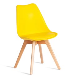 Офисный стул TETCHAIR TULIP (mod. 73-1) пластик/экокожа, желтый (Yellow), ножки дерево фото 1
