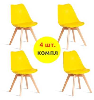 TETCHAIR TULIP (mod. 73-1) компл. 4 шт., пластик/экокожа, желтый (Yellow), ножки дерево