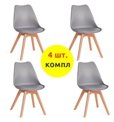 TETCHAIR TULIP (mod. 73-1) компл. 4 шт., пластик/экокожа, серый (Grey), ножки дерево фото 1