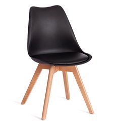 Офисный стул TETCHAIR TULIP (mod. 73-1) пластик/экокожа, черный (Black), ножки дерево фото 1