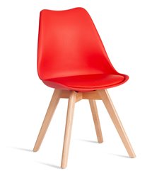 Офисный стул TETCHAIR TULIP (mod. 73-1) пластик/экокожа, красный (Red), ножки дерево фото 1