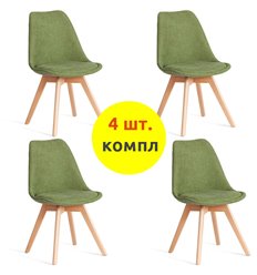 TETCHAIR TULIP SOFT (mod. 053V) компл. 4 шт., ткань зеленый LY1701-7, ножки дерево натуральный фото 1