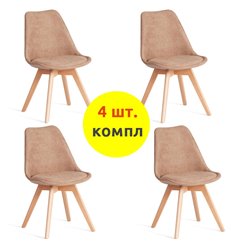 TETCHAIR TULIP SOFT (mod. 053V) компл. 4 шт., ткань бежевый LY1701-4, ножки дерево натуральный