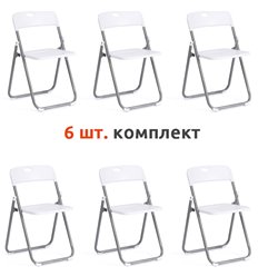 Стул TETCHAIR FOLDER (mod. 3017H) складной компл. 6 шт., пластик белый, ножки серые фото 1