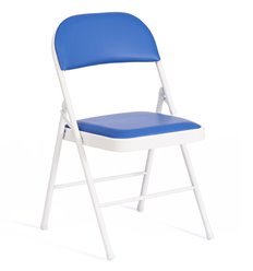 Офисный стул TETCHAIR FOLDER (mod. 3022G) складной, экокожа синяя, ножки белые фото 1