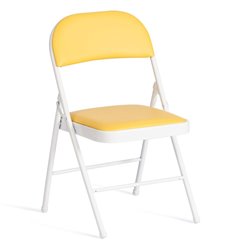 Офисный стул TETCHAIR FOLDER (mod. 3022G) складной, экокожа желтая, ножки белые фото 1