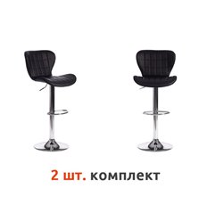 Барный стул TETCHAIR AVIONIC (mod. KY712A) компл. 2 шт., черная экокожа, основание хром фото 1