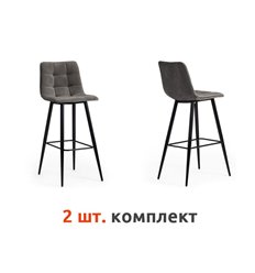 Барный стул TETCHAIR CHILLY (mod.7095б) компл. 2 шт., ткань серый barkhat 26, ножки черные фото 1