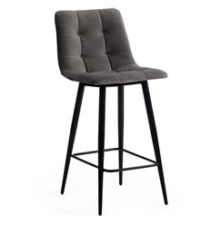 Полубарный стул TETCHAIR CHILLY (mod.7095пб) ткань серый barkhat 26, ножки черные фото 1
