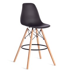 Барный стул TETCHAIR Cindy Bar Chair (mod. 80-1) пластик черный, ножки дерево натуральный фото 1