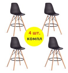 Барный стул TETCHAIR Cindy Bar Chair (mod. 80-1) компл. 4 шт., пластик черный, ножки дерево натуральный фото 1